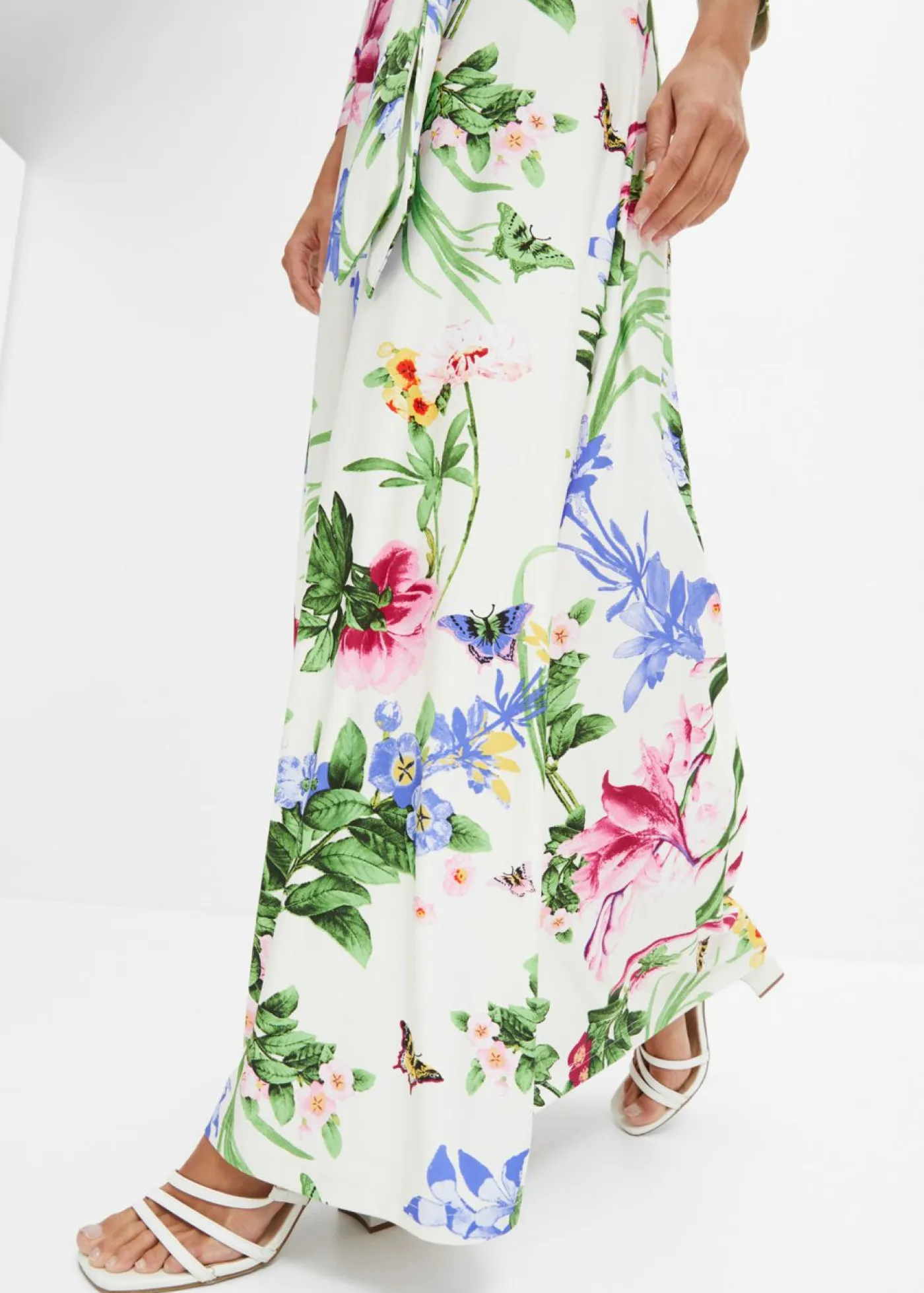 bonprix bonprix Vestidos>Vestido largo Blanco-rosa de flores