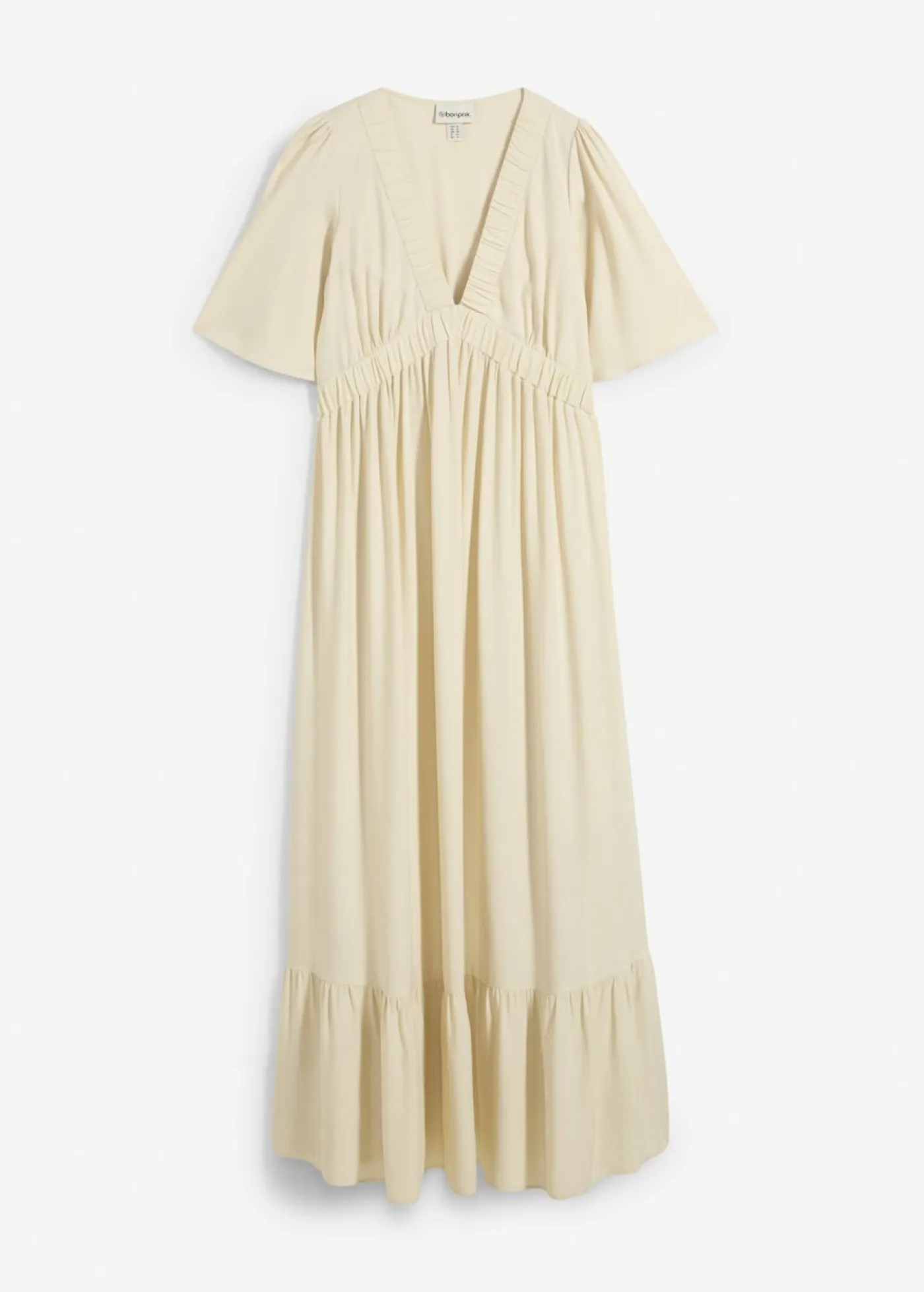 bonprix bonprix Vestidos>Vestido largo a capas de viscosa fluida Crudo