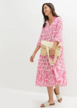 Mujer bonprix bonprix Vestido largo arrugado de algodón con bolsillos