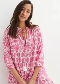 Mujer bonprix bonprix Vestido largo arrugado de algodón con bolsillos