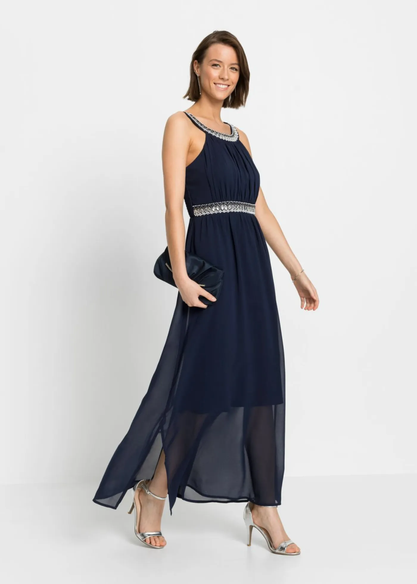 Mujer bonprix bonprix Vestido largo con aplicación de piedras brillantes