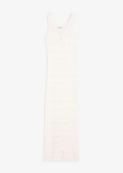 bonprix bonprix Vestidos>Vestido largo con aspecto de ganchillo Blanco lana