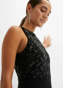 Mujer bonprix bonprix Vestido largo con bordado de lentejuelas