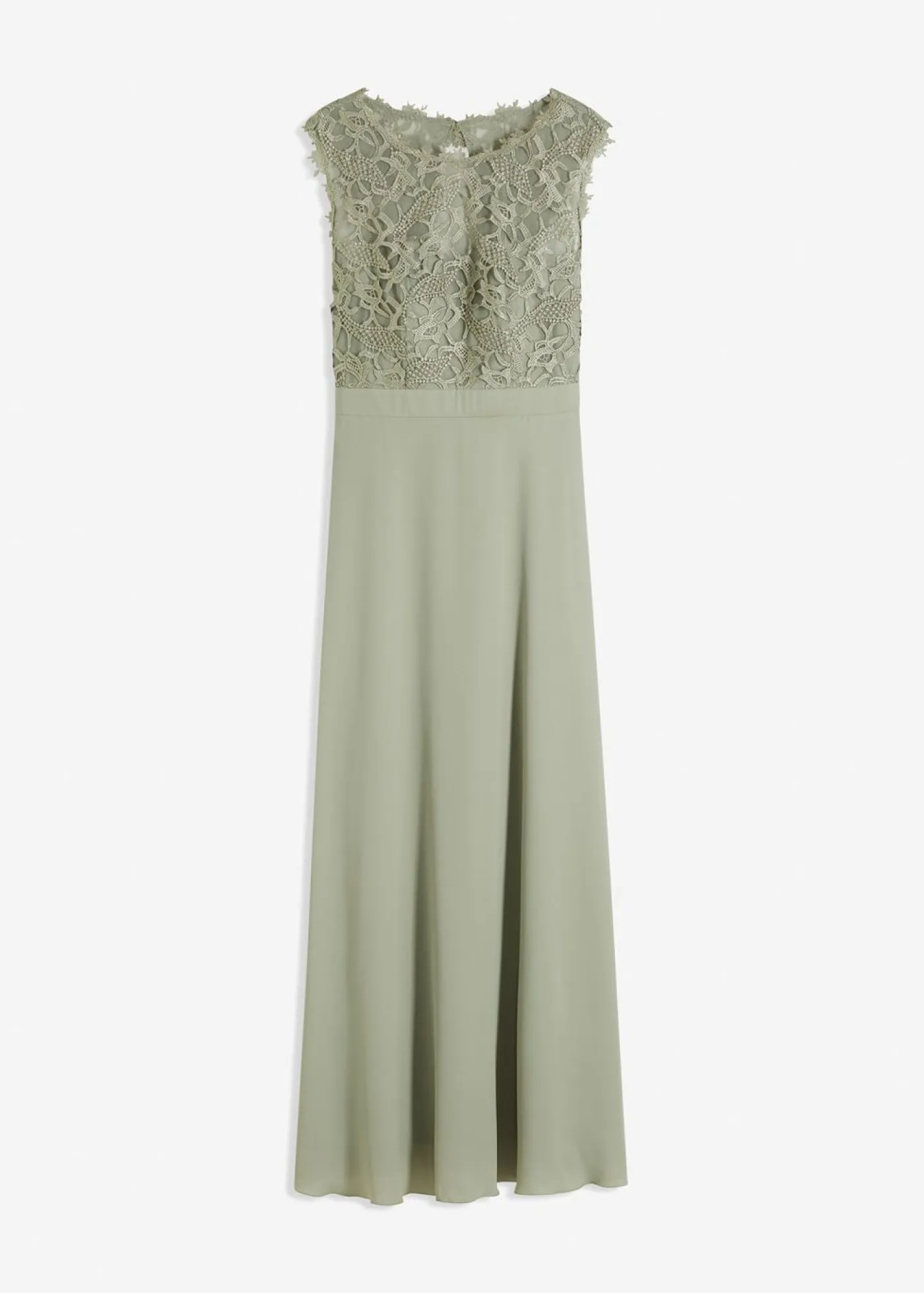 bonprix bonprix Vestidos|Tallas Pequeñas>Vestido largo con encaje Verde alga