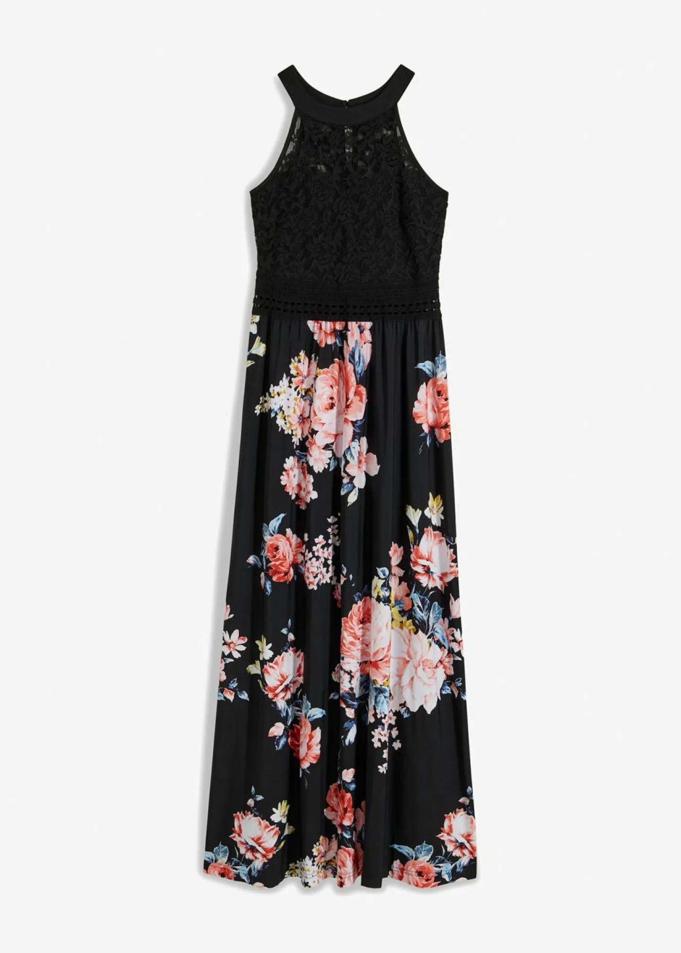 Mujer bonprix bonprix Vestido largo con estampado floral y encaje