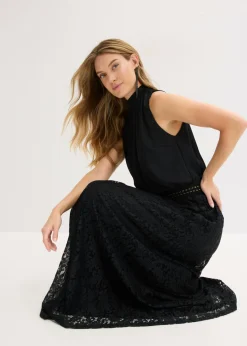 Mujer bonprix bonprix Vestido largo con falda de encaje