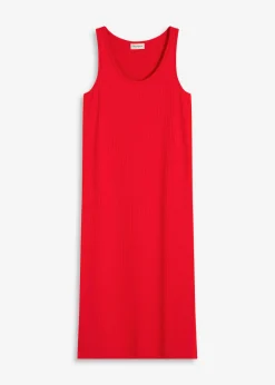 bonprix bonprix Vestidos>Vestido largo de canalé suave rojo intenso