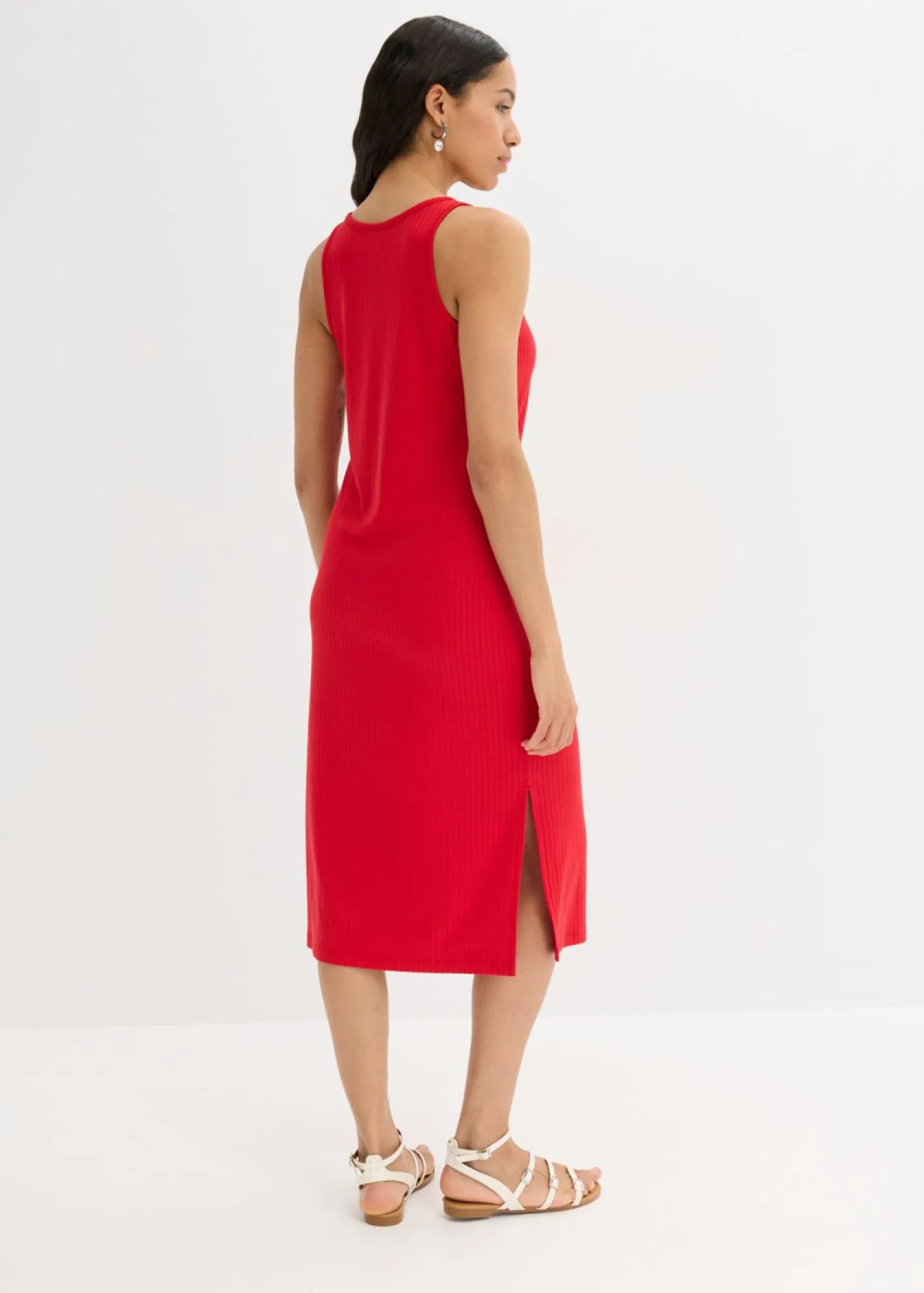 bonprix bonprix Vestidos>Vestido largo de canalé suave rojo intenso