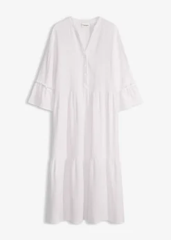 bonprix bonprix Vestidos|Novedades>Vestido largo de muselina suave Blanco