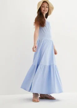 bonprix bonprix Ropa 9 A 16 Años·Vestidos Y Monos>Vestido largo de punto de algodón orgánico puro Azul perla