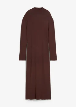 bonprix bonprix Vestidos|Ropa De Punto>Vestido largo de punto fino de mezcla de viscosa fluida Marrón tierra