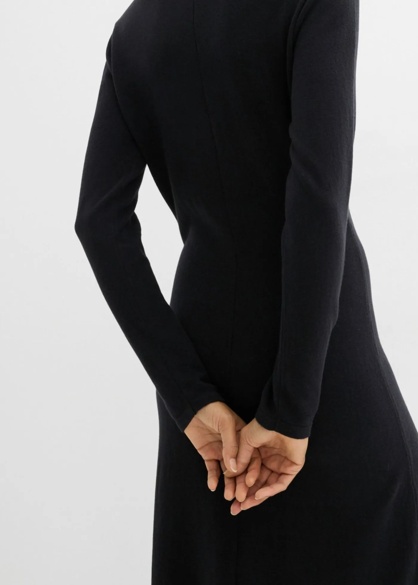 bonprix bonprix Esenciales|Vestidos>Vestido largo de punto fino con cachemir Negro