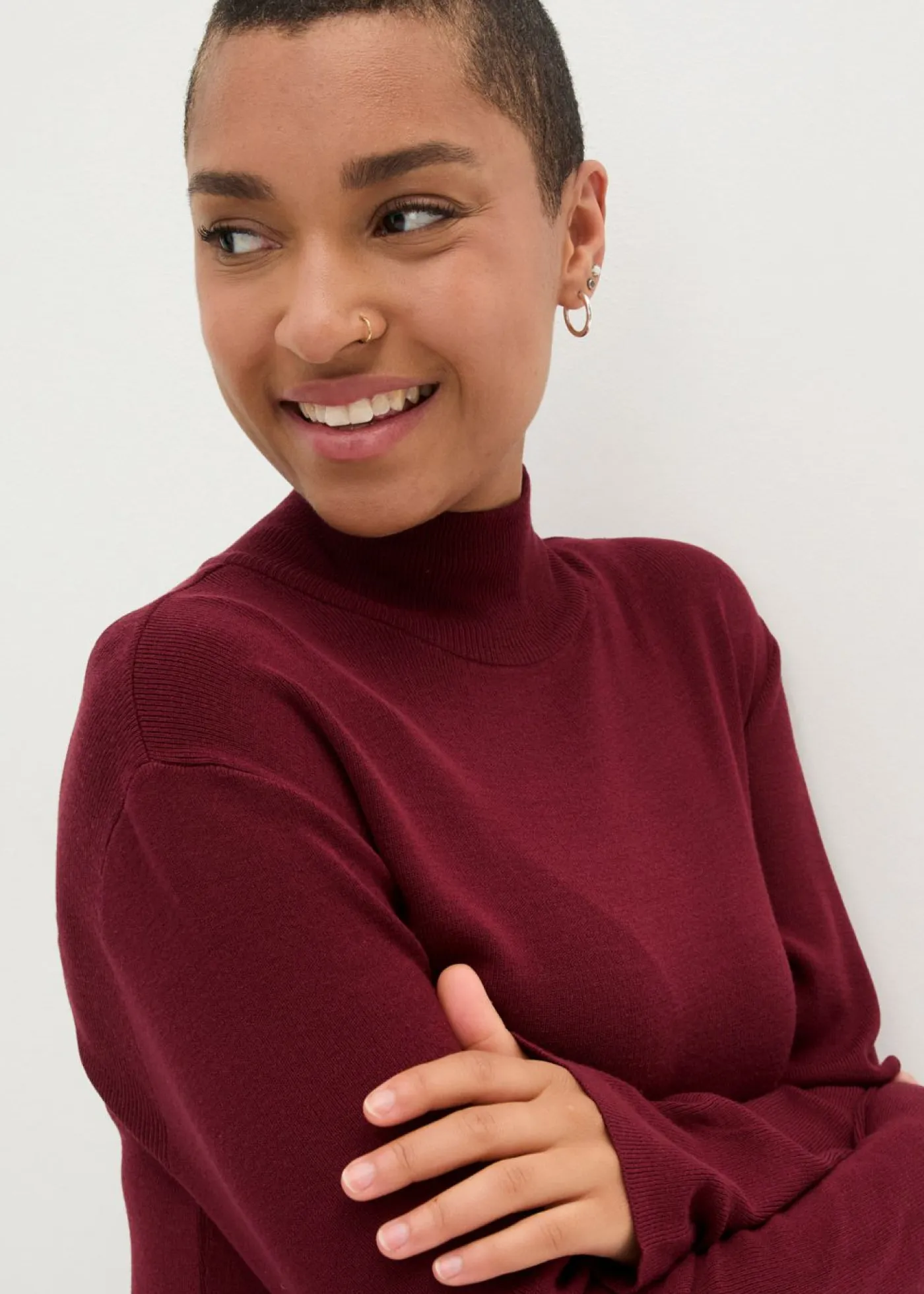 bonprix bonprix Vestidos|Ropa De Punto>Vestido largo de punto fino de mezcla de viscosa fluida Rojo rubí