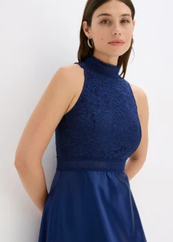 Mujer bonprix bonprix Vestido largo de satén brillante con encaje