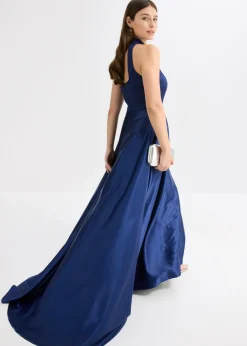 Mujer bonprix bonprix Vestido largo de satén brillante con encaje