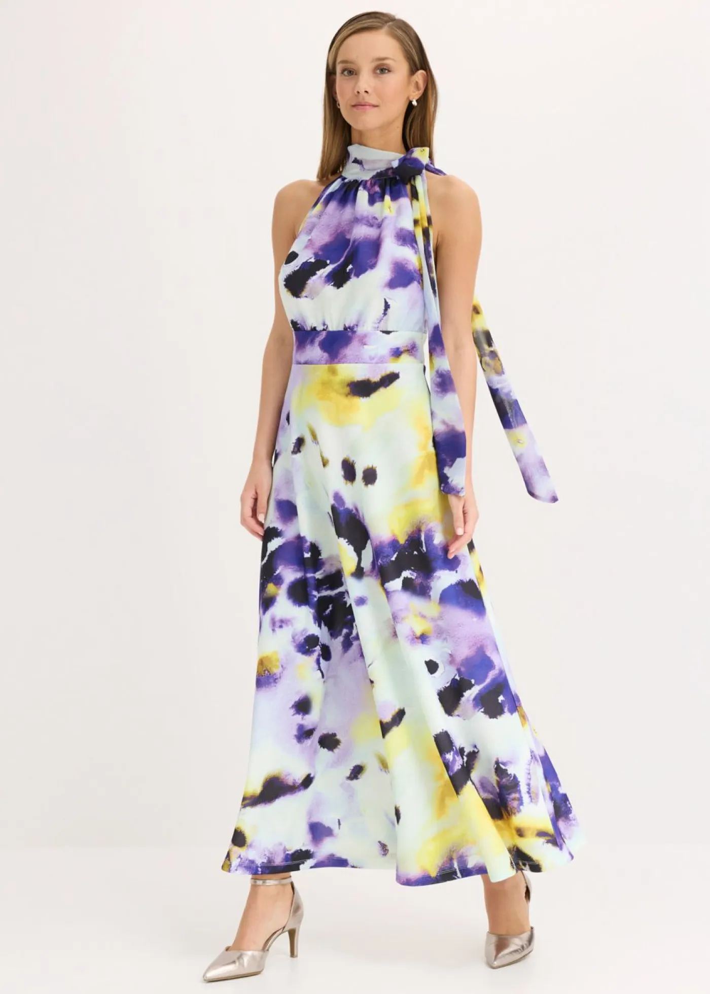 bonprix bonprix Vestidos|Ropa Elegante>Vestido largo de tejido de neopreno firme azul pálido/púrpura