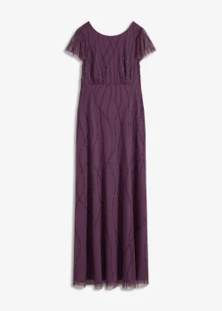 Mujer bonprix bonprix Vestido largo de tul delicado con bordado de perlas