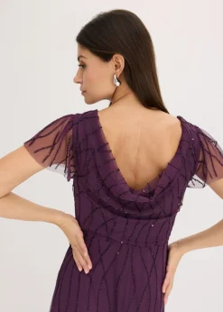 Mujer bonprix bonprix Vestido largo de tul delicado con bordado de perlas