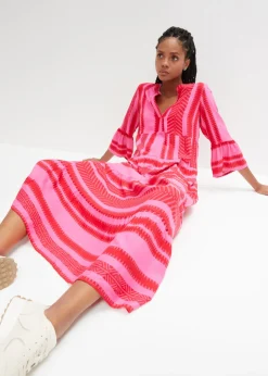 bonprix bonprix Tallas Pequeñas|Novedades>Vestido largo de viscosa fluida Rojo-rosa