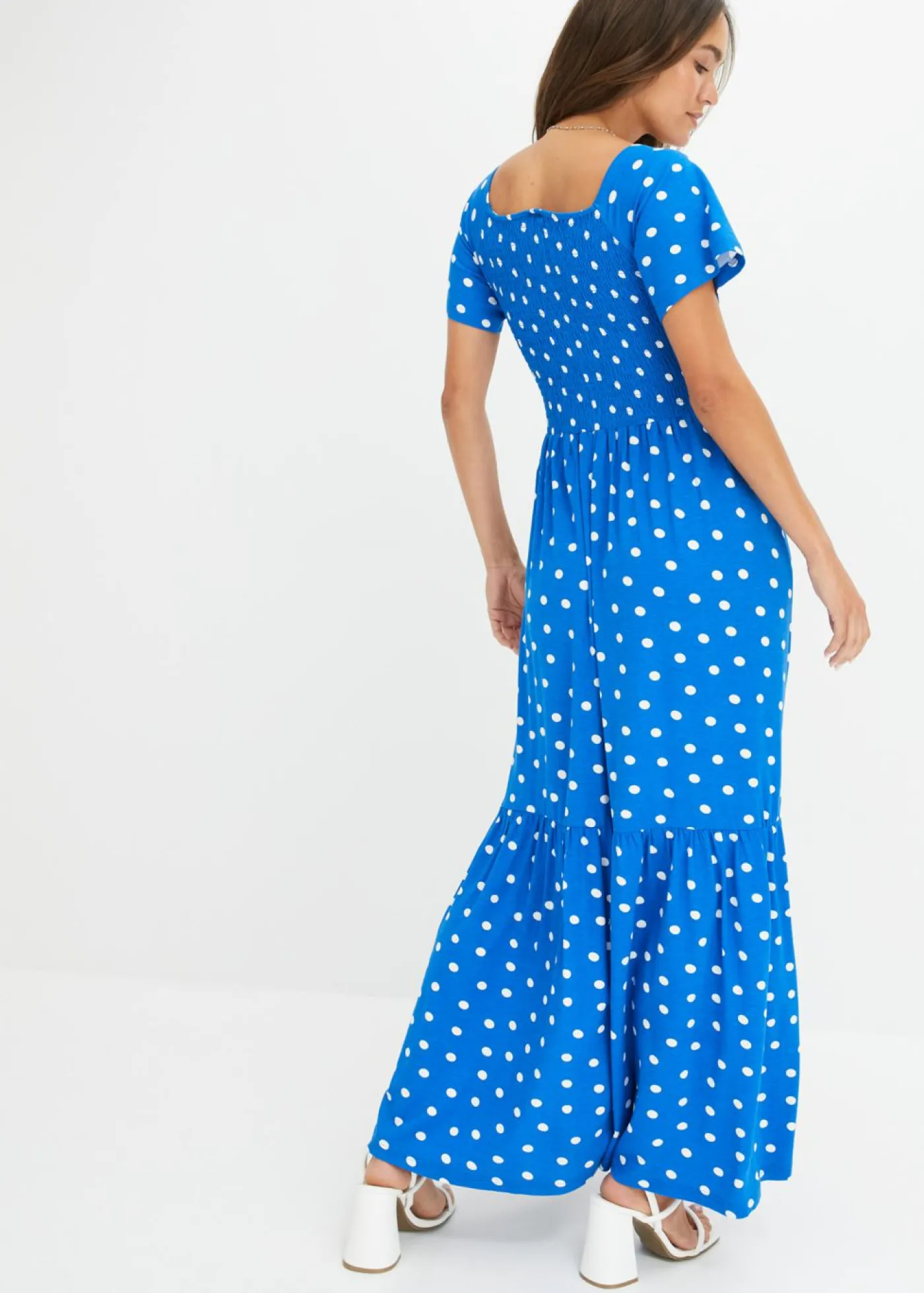 bonprix bonprix Vestidos>Vestido largo de viscosa sostenible Azul de lunares