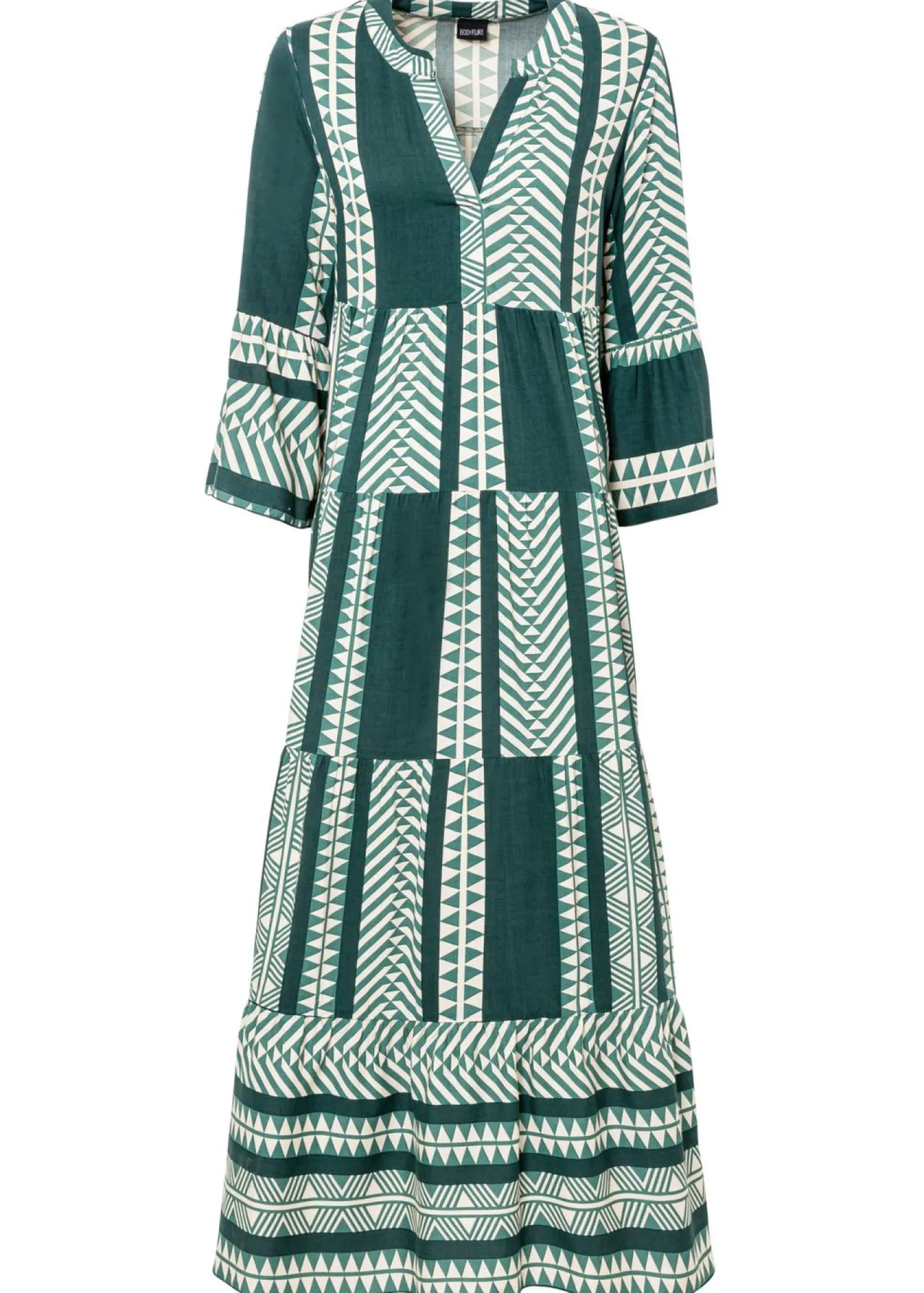 bonprix bonprix Vestidos>Vestido largo de viscosa fluida verde petróleo/beige