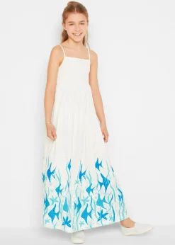 bonprix bonprix Ropa 9 A 16 Años·Vestidos Y Monos>Vestido largo de viscosa fluida blanco. / azul mar