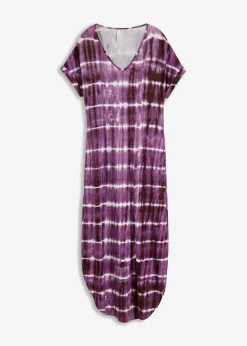 bonprix bonprix Vestidos>Vestido largo de viscosa fluida púrpura/blanco estampado