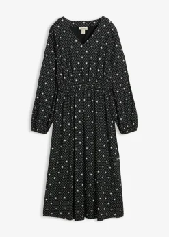 bonprix bonprix Vestidos>Vestido largo de viscosa fluida negro - blanco topos