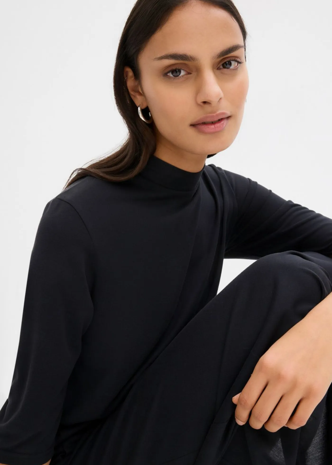 bonprix bonprix Esenciales|Vestidos>Vestido largo en mezcla de modal Negro