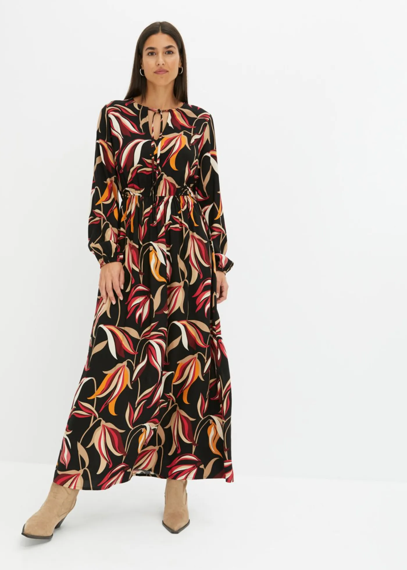 bonprix bonprix Vestidos>Vestido largo estampado Negro