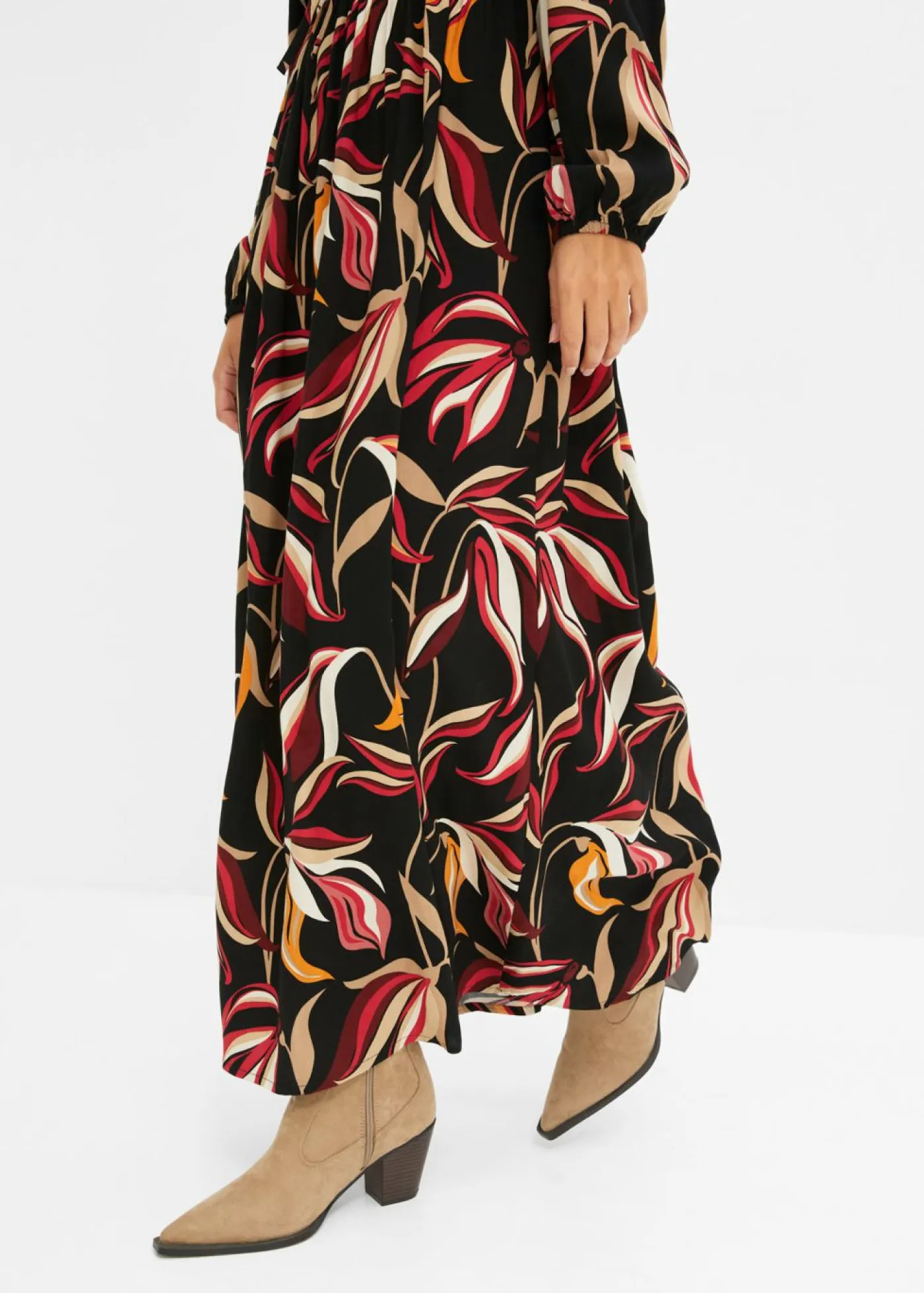 bonprix bonprix Vestidos>Vestido largo estampado Negro