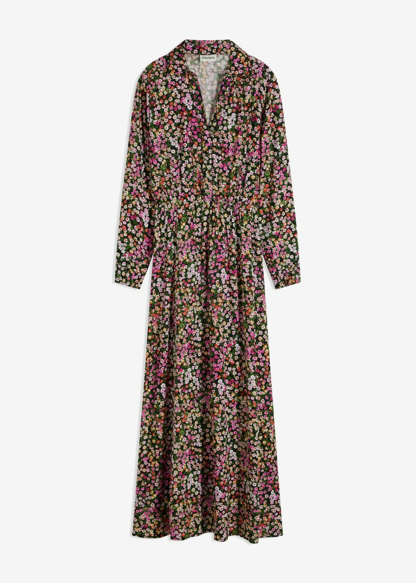 bonprix bonprix Vestidos>Vestido largo estampado rosa caliente-verde claro con flores