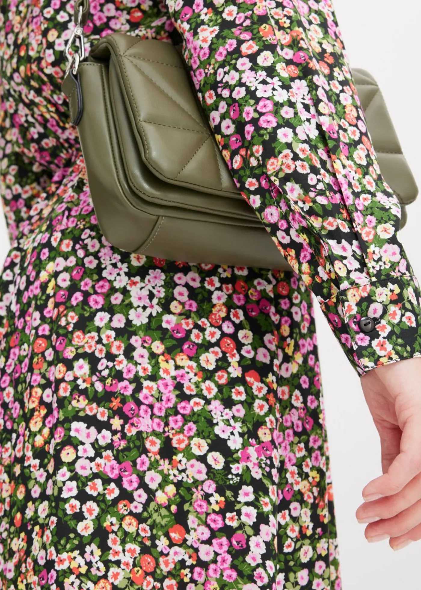 bonprix bonprix Vestidos>Vestido largo estampado rosa caliente-verde claro con flores