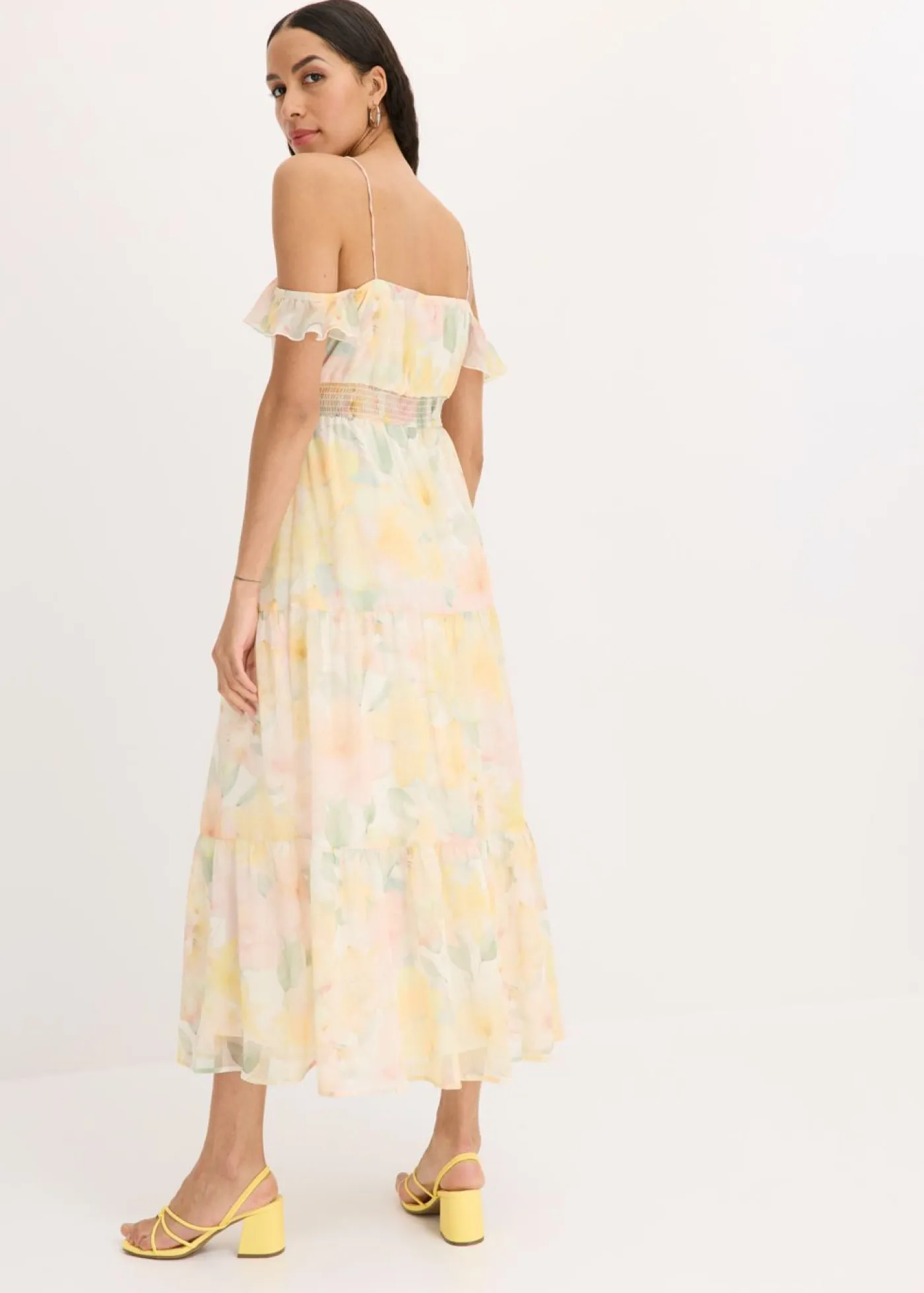 bonprix bonprix Vestidos>Vestido largo estampado amarillo primavera