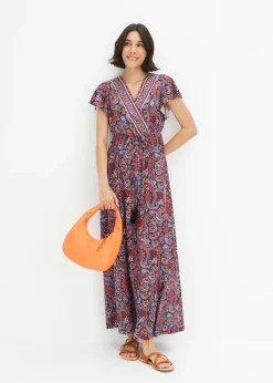 bonprix bonprix Vestidos>Vestido largo estampado Azul-naranja