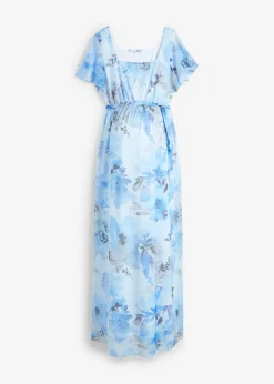 bonprix bonprix Premamá>Vestido largo premamá de malla delicada azul pálido con flores