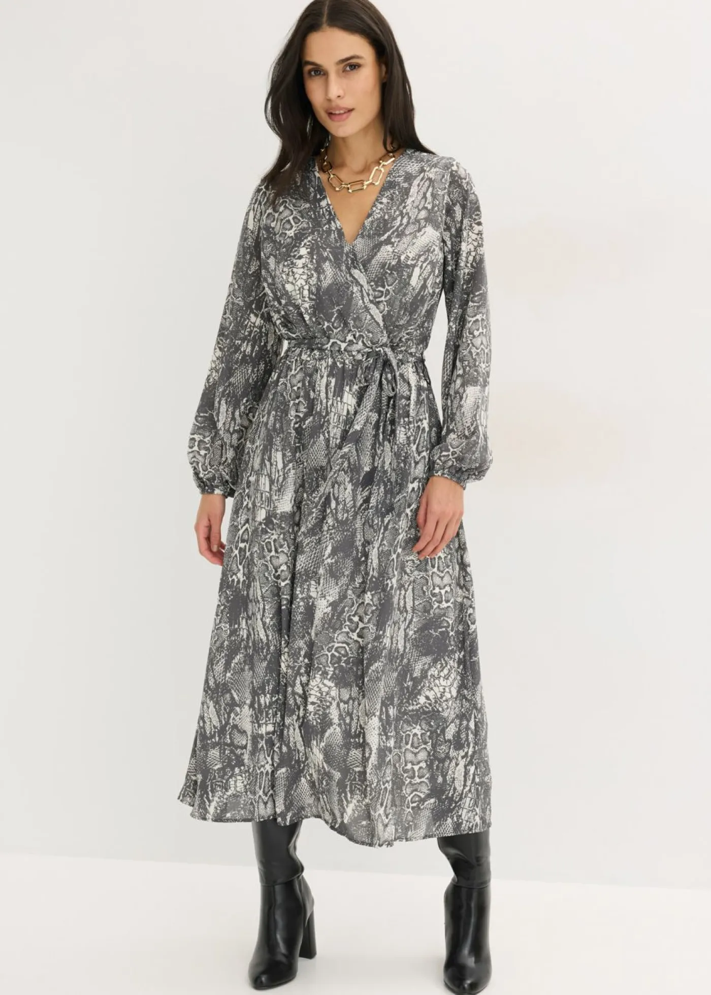 bonprix bonprix Vestidos>Vestido maxi Negro + blanco perla