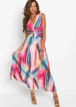 bonprix bonprix Vestidos>Vestido maxi Rosa-rojo-gris oscuro estampado