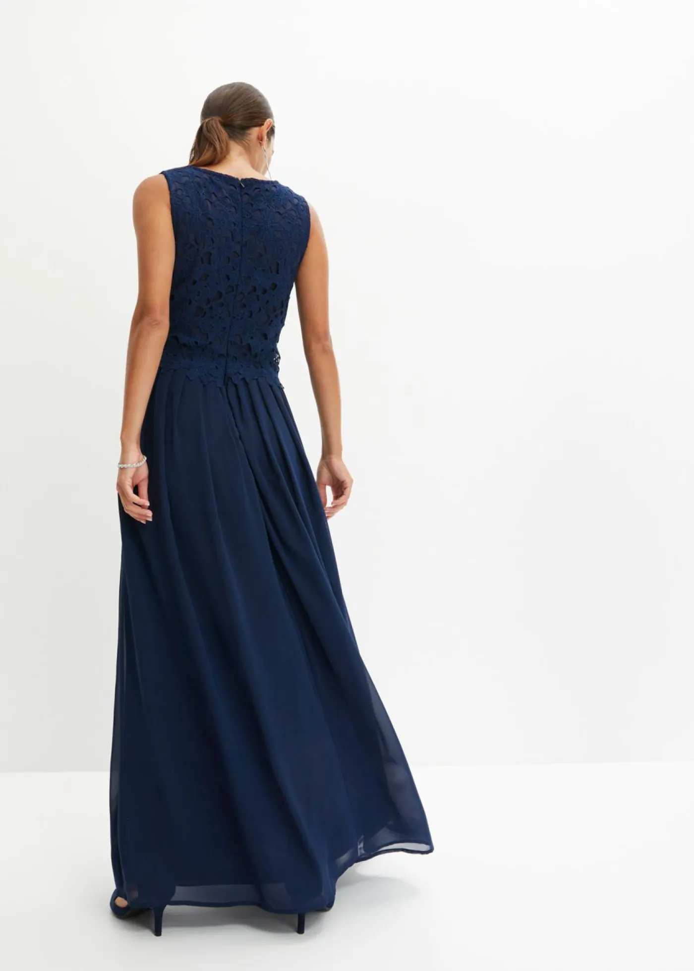 bonprix bonprix Vestidos|Ropa Elegante>Vestido maxi con encaje Azul marino