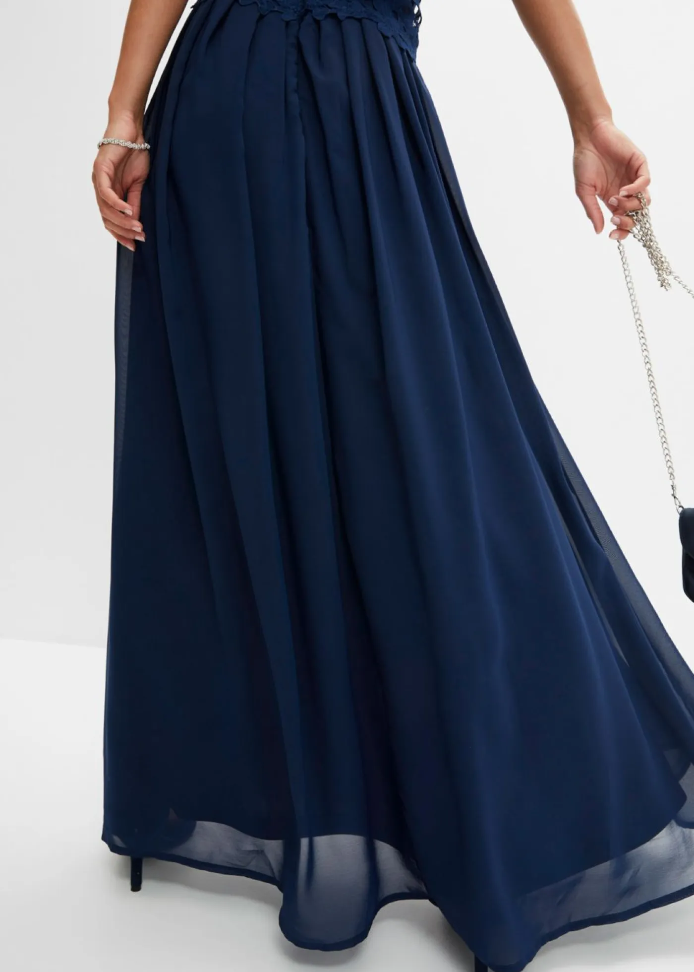 bonprix bonprix Vestidos|Ropa Elegante>Vestido maxi con encaje Azul marino