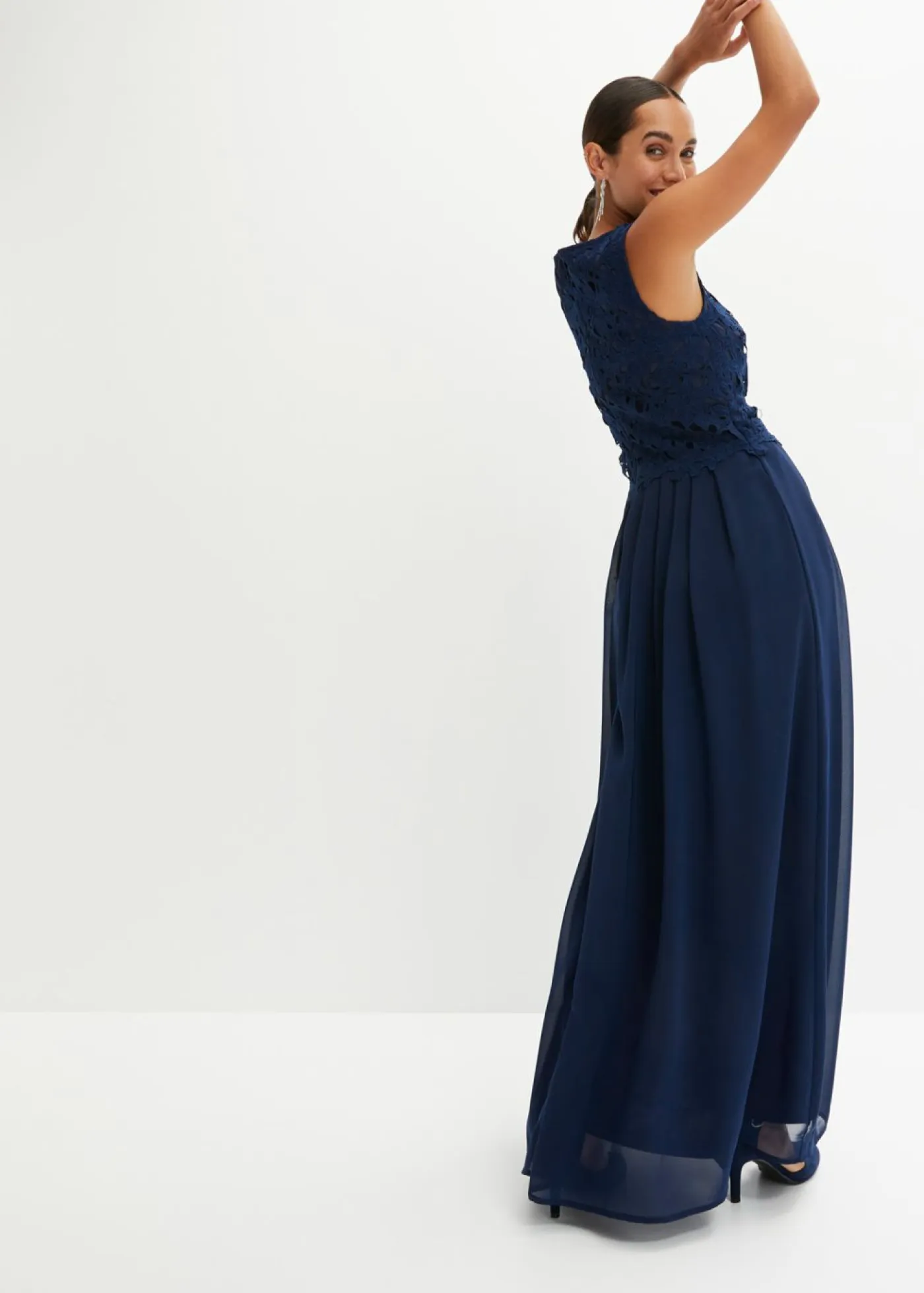 bonprix bonprix Vestidos|Ropa Elegante>Vestido maxi con encaje Azul marino