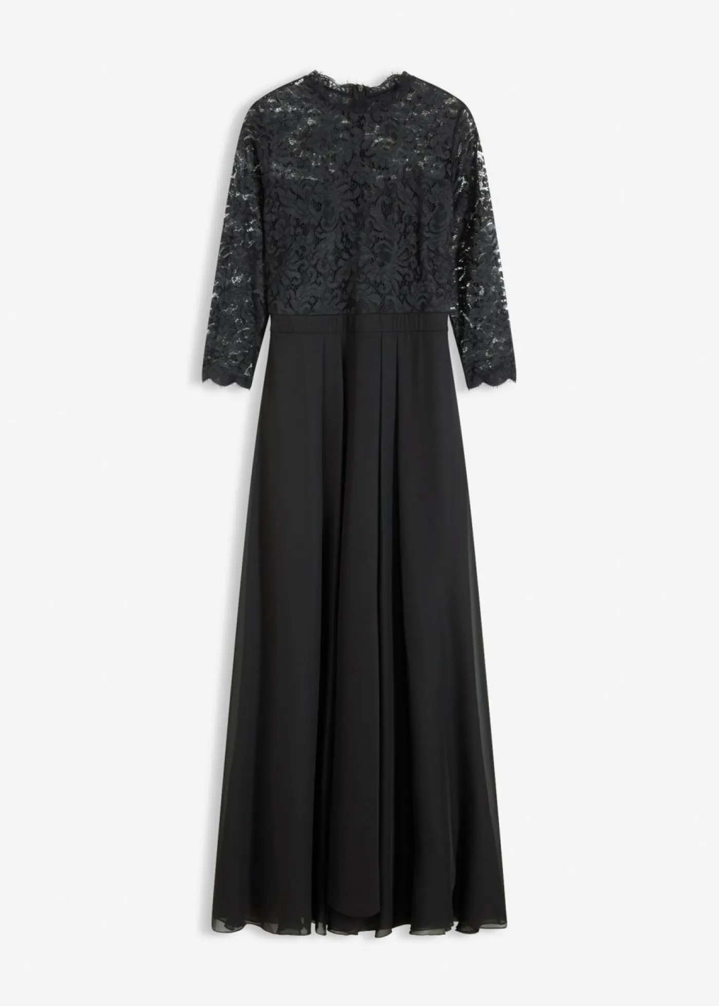 bonprix bonprix Vestidos|Tallas Pequeñas>Vestido maxi con encaje Negro