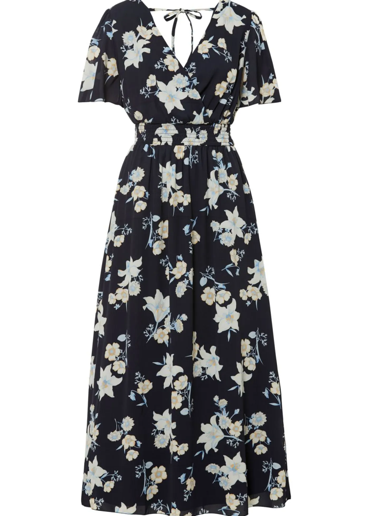 bonprix bonprix Vestidos>Vestido maxi con estampado de flores Azul marino con flores lilas