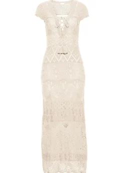 bonprix bonprix Vestidos|Ropa De Punto>Vestido maxi de croché Crema