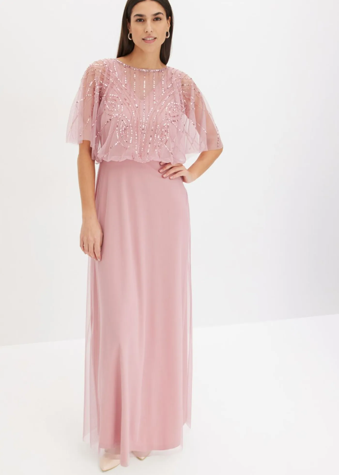 Mujer bonprix bonprix Vestido maxi de tul fino con bordado de lentejuelas