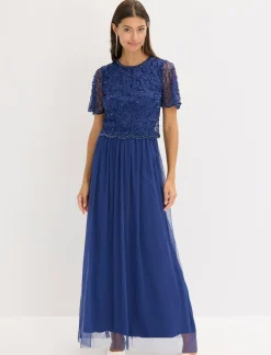 Mujer bonprix bonprix Vestido maxi de tul fino con bordado de lentejuelas
