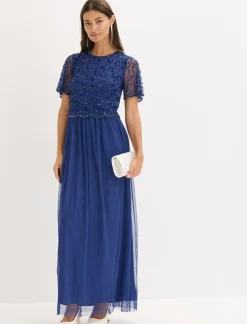 Mujer bonprix bonprix Vestido maxi de tul fino con bordado de lentejuelas