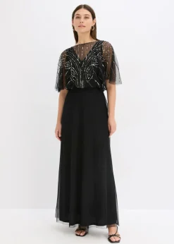 Mujer bonprix bonprix Vestido maxi de tul fino con bordado de lentejuelas