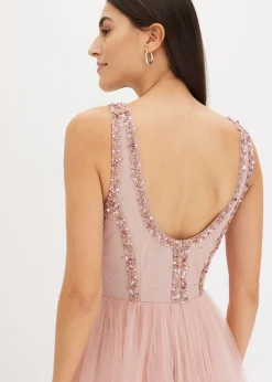 Mujer bonprix bonprix Vestido maxi de tul fino con bordado de lentejuelas