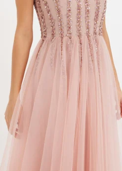 Mujer bonprix bonprix Vestido maxi de tul fino con bordado de lentejuelas